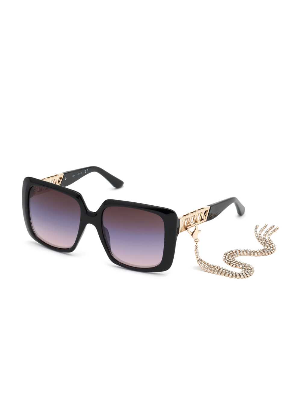 Black Women's Guess Tassel Square Sunglasses Australia Sale | 287QKFRDH