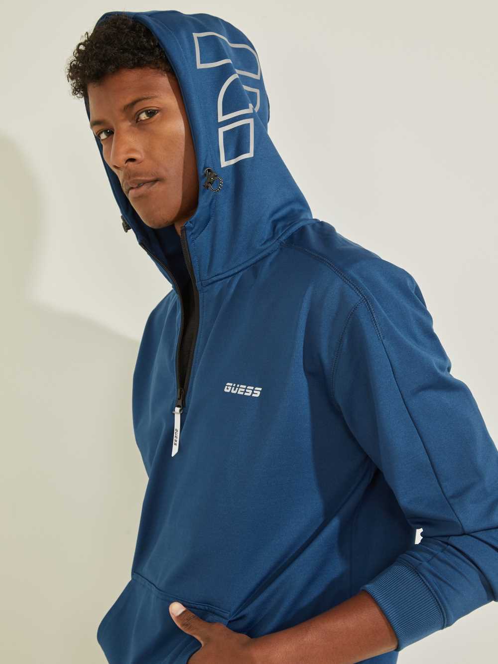 Blue Men's Guess Eco Hal Hoodie Australia Sale | 047XDHSAM