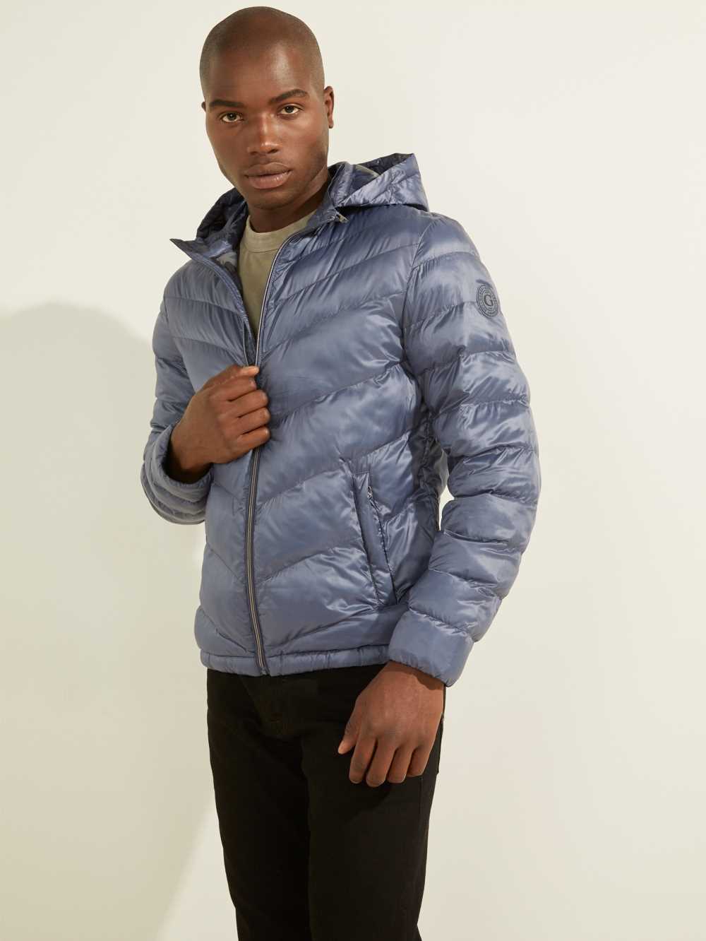 Blue Men's Guess Eco Lightweight Puffer Jackets Australia Sale | 037CSAFMJ