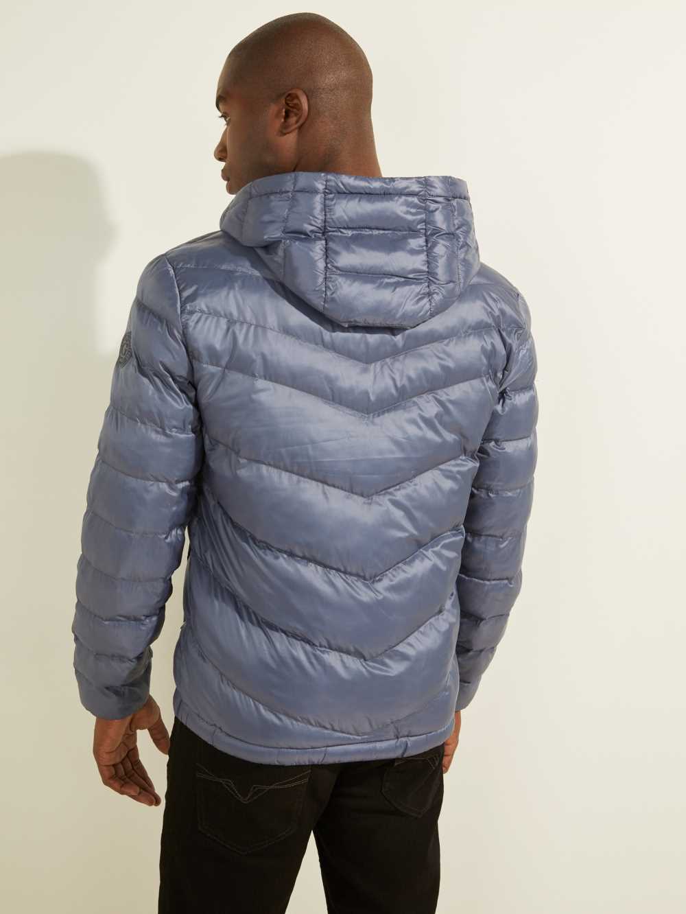 Blue Men's Guess Eco Lightweight Puffer Jackets Australia Sale | 037CSAFMJ