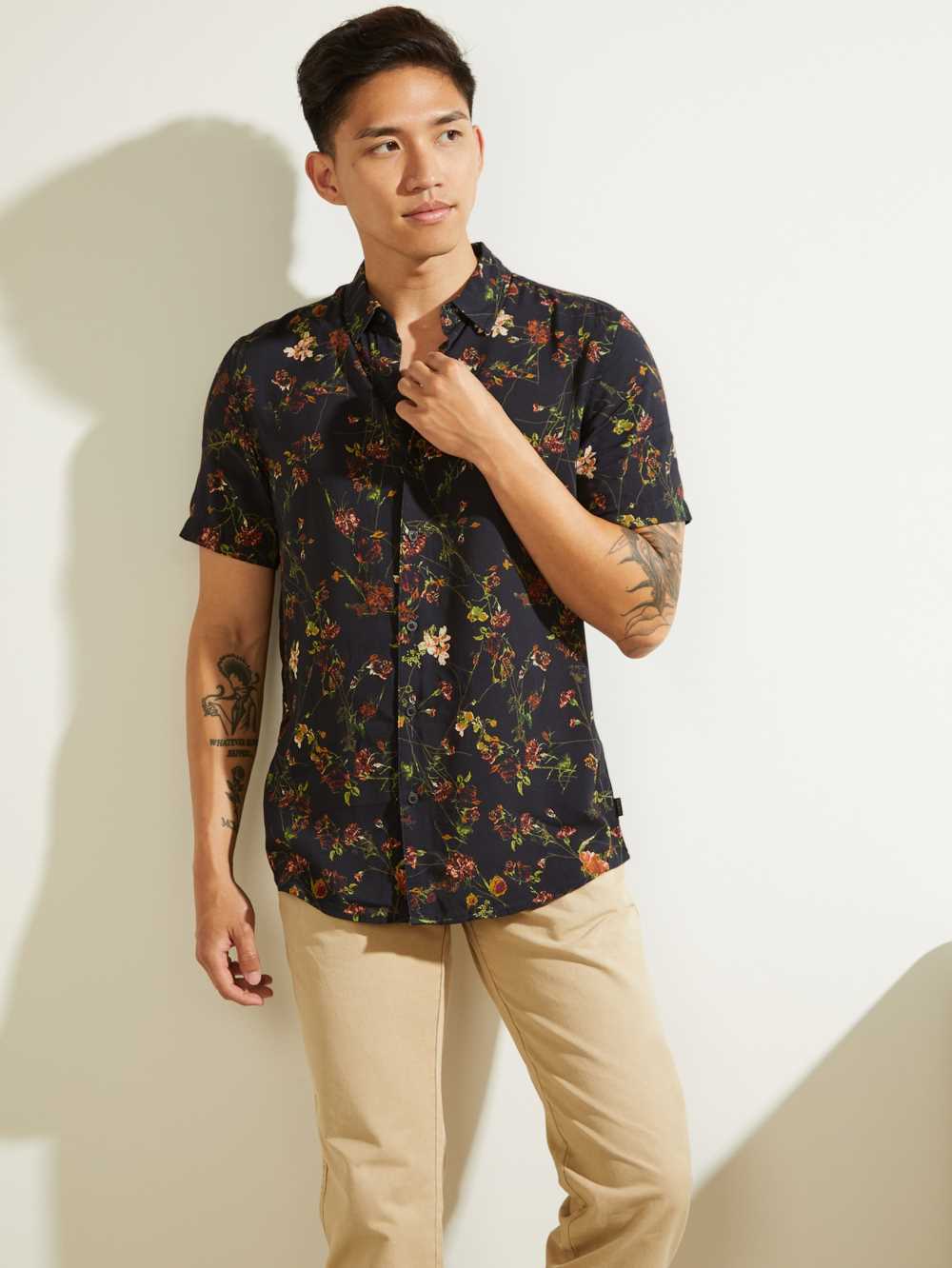 Blue Men\'s Guess Eco Mystic Floral Shirts Australia Sale | 176HTMRSN