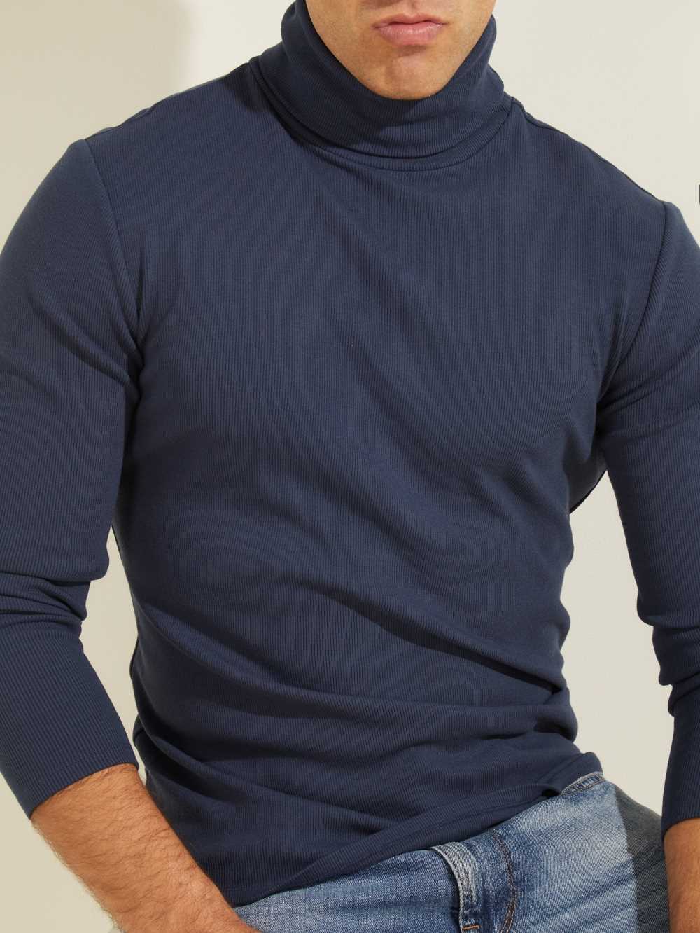 Blue Men's Guess Mateo Turtleneck T-shirt Australia Sale | 720SVPJMY