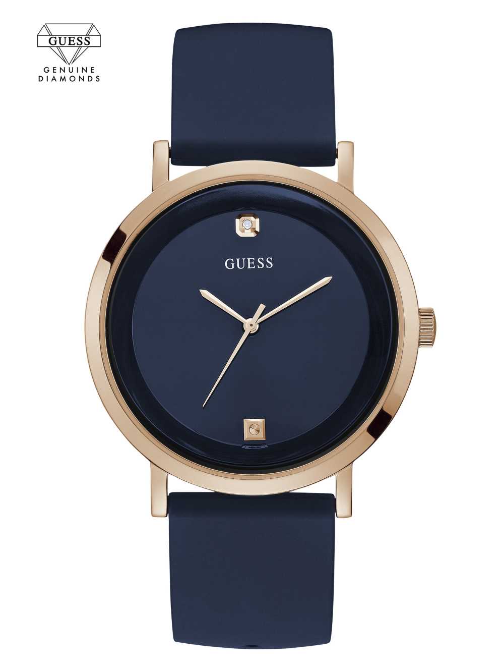 Blue Men\'s Guess Navy and Rose Gold-Tone Analog Watches Australia Sale | 821XDFHSA