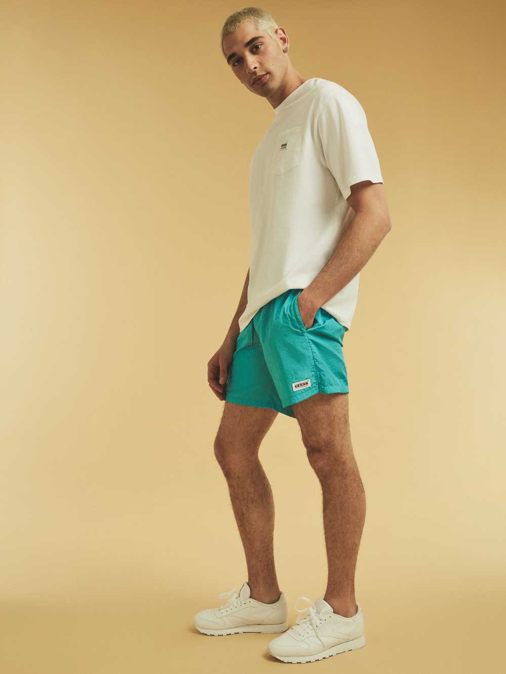 Blue Men's Guess Originals Kit Nylon Shorts Australia Sale | 915SXNHWE