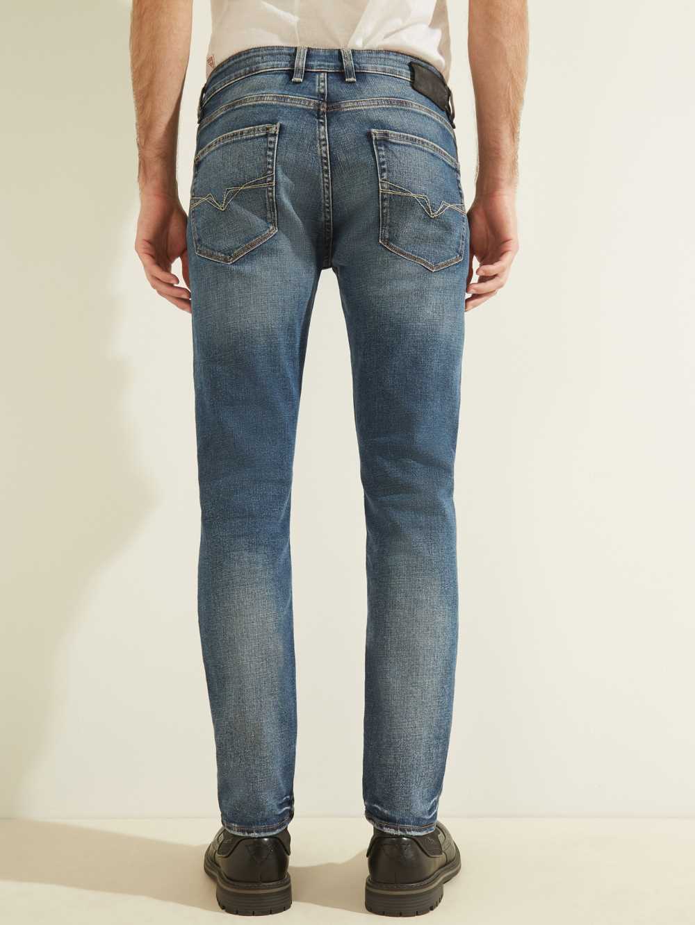 Blue Wash Men's Guess Slim Straight Jeans Australia Sale | 461HOMVDW