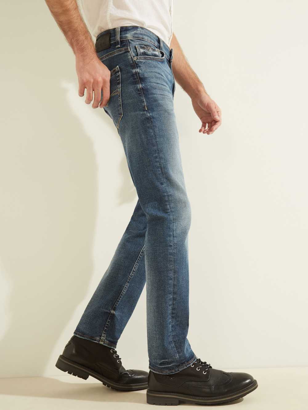 Blue Wash Men's Guess Slim Straight Jeans Australia Sale | 461HOMVDW