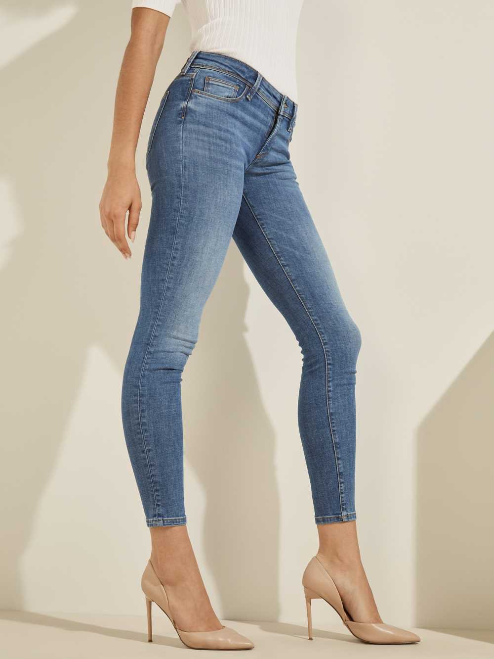 Blue Women's Guess Eco Power Skinny Jeans Australia Sale | 074KHCGLT