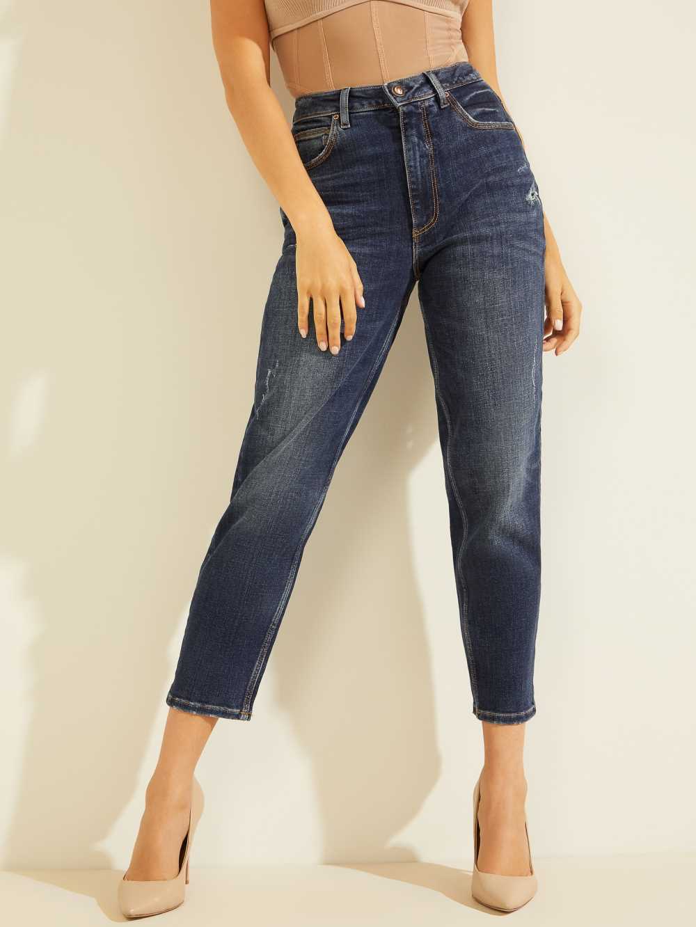 Blue Women\'s Guess Eco Super-High Rise Mom Jeans Australia Sale | 830LYVRQT