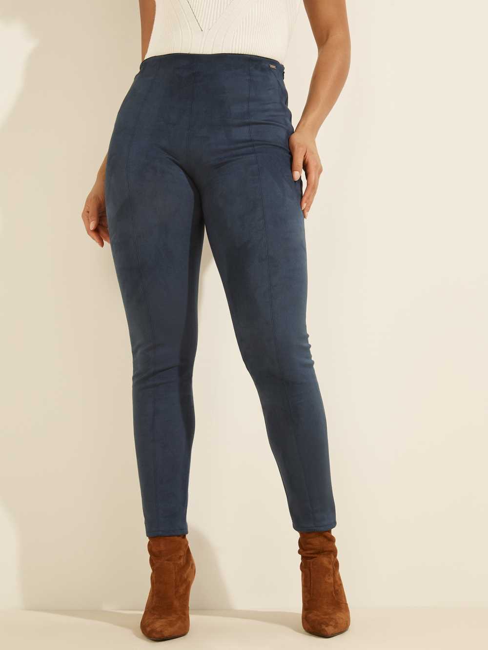 Blue Women's Guess Maya Faux-Suede Leggings Australia Sale | 076FUNPJR