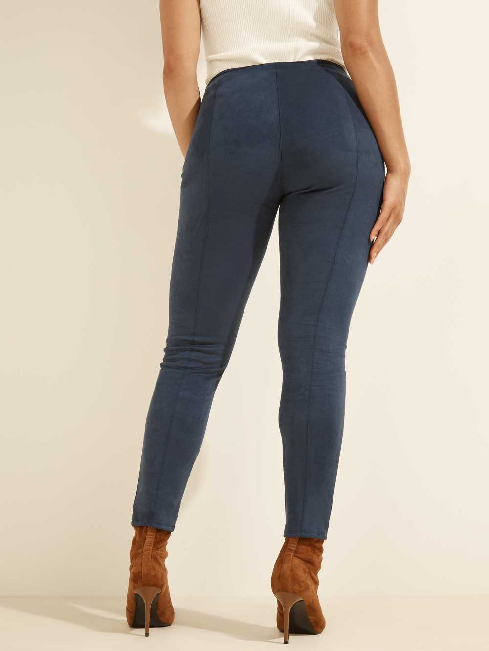 Blue Women's Guess Maya Faux-Suede Leggings Australia Sale | 076FUNPJR