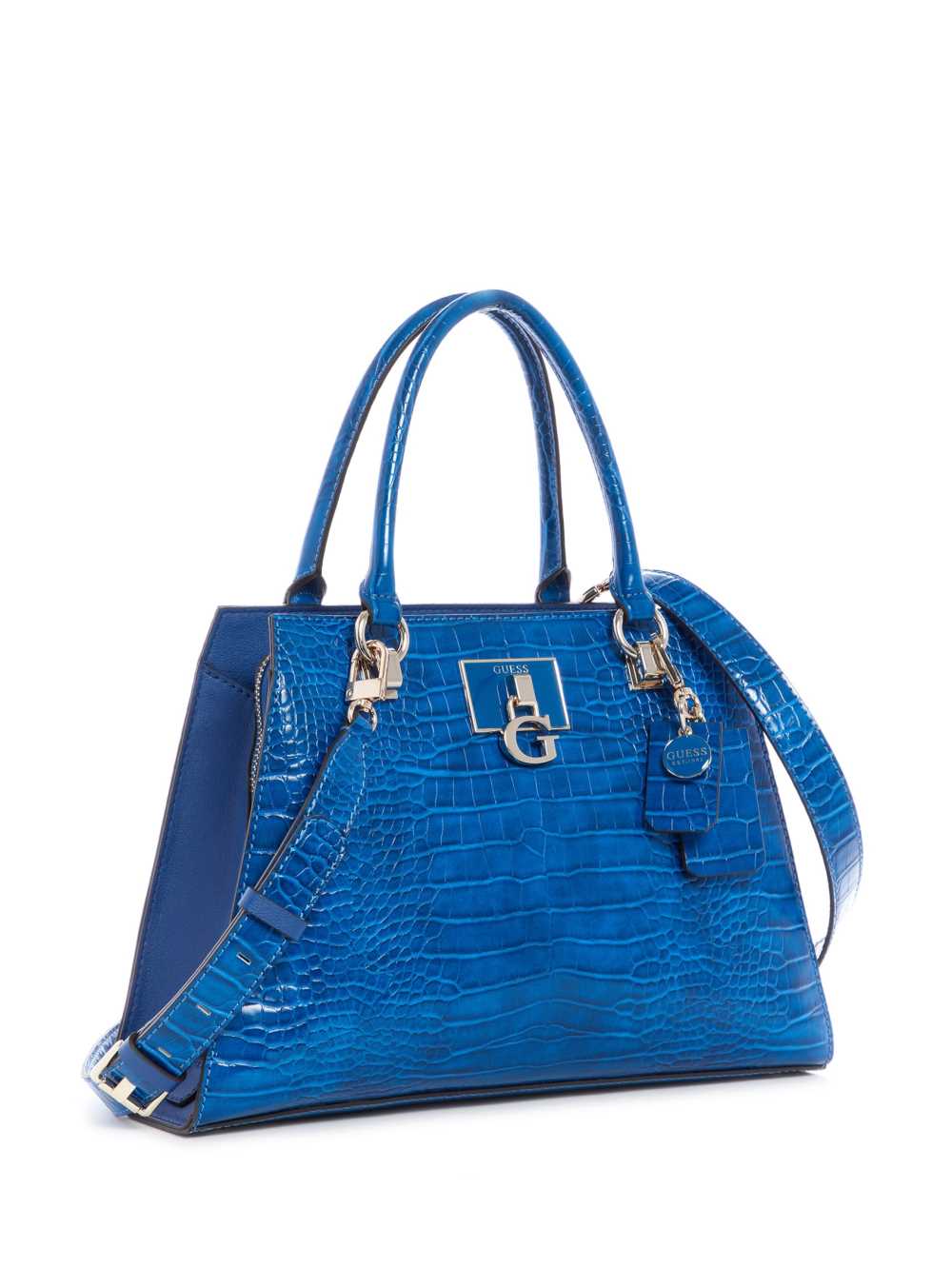 Blue Women's Guess Stephi Girlfriend Satchel Bags Australia Sale | 082XNEYHJ