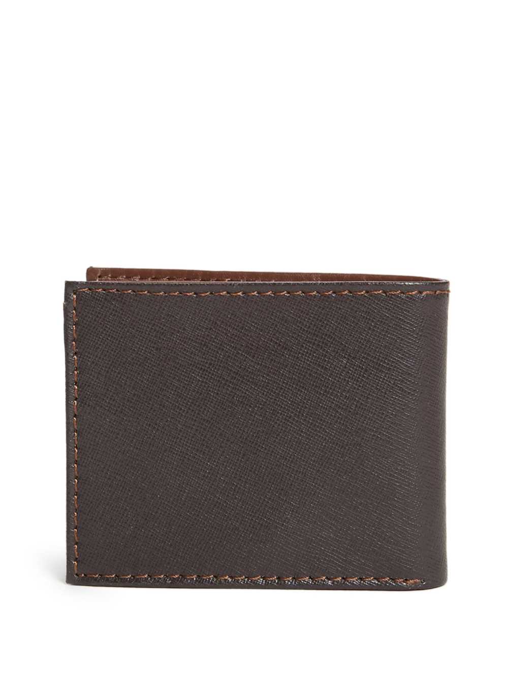 Brown Men's Guess Contrast Stitch Slimfold Wallets Australia Sale | 970BFZNQD