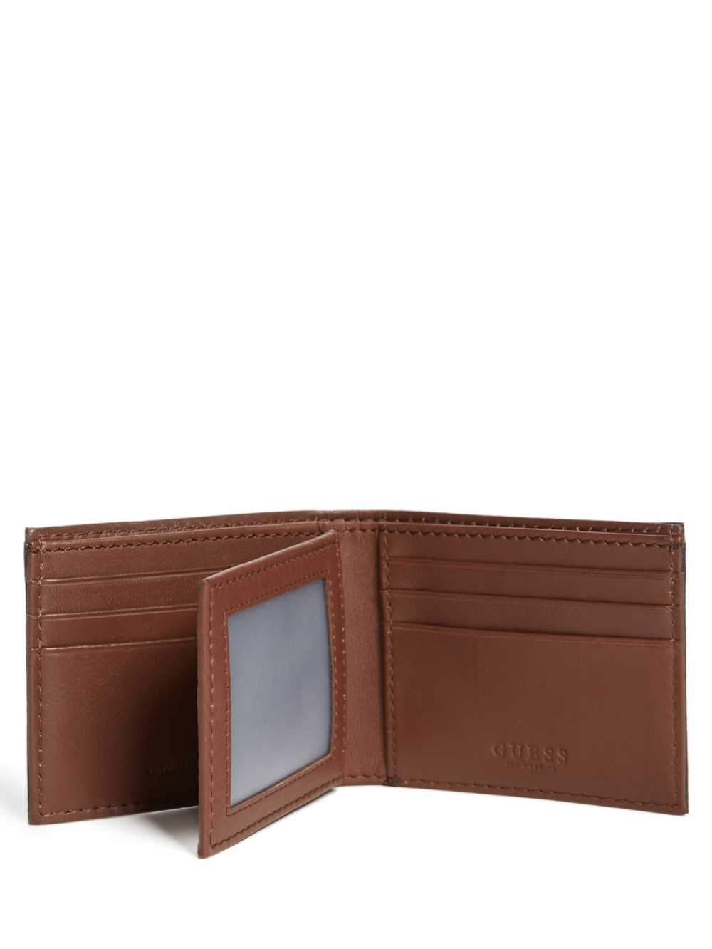 Brown Men's Guess Contrast Stitch Slimfold Wallets Australia Sale | 970BFZNQD