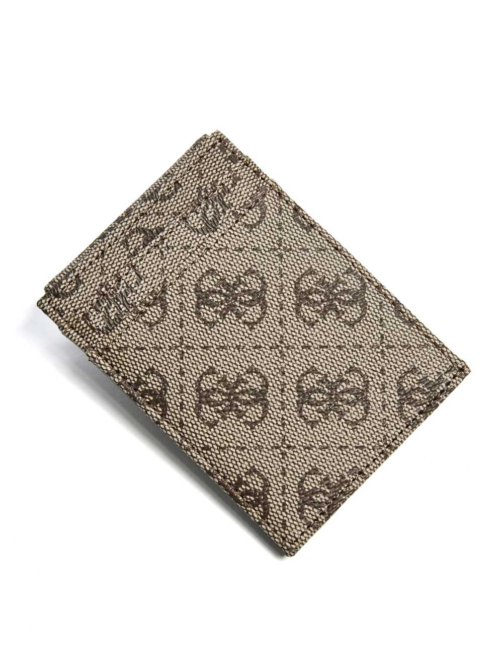 Brown Men's Guess Don Logo-Print Magnetic Card Case Wallets Australia Sale | 213LJOKAI