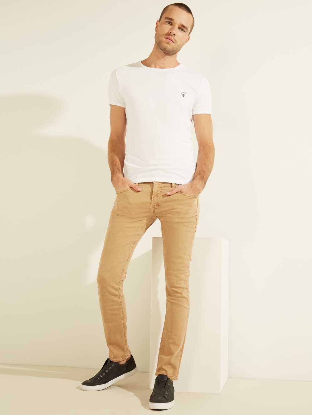 Brown Men's Guess Dyed Skinny Jeans Australia Sale | 879CJPYHL