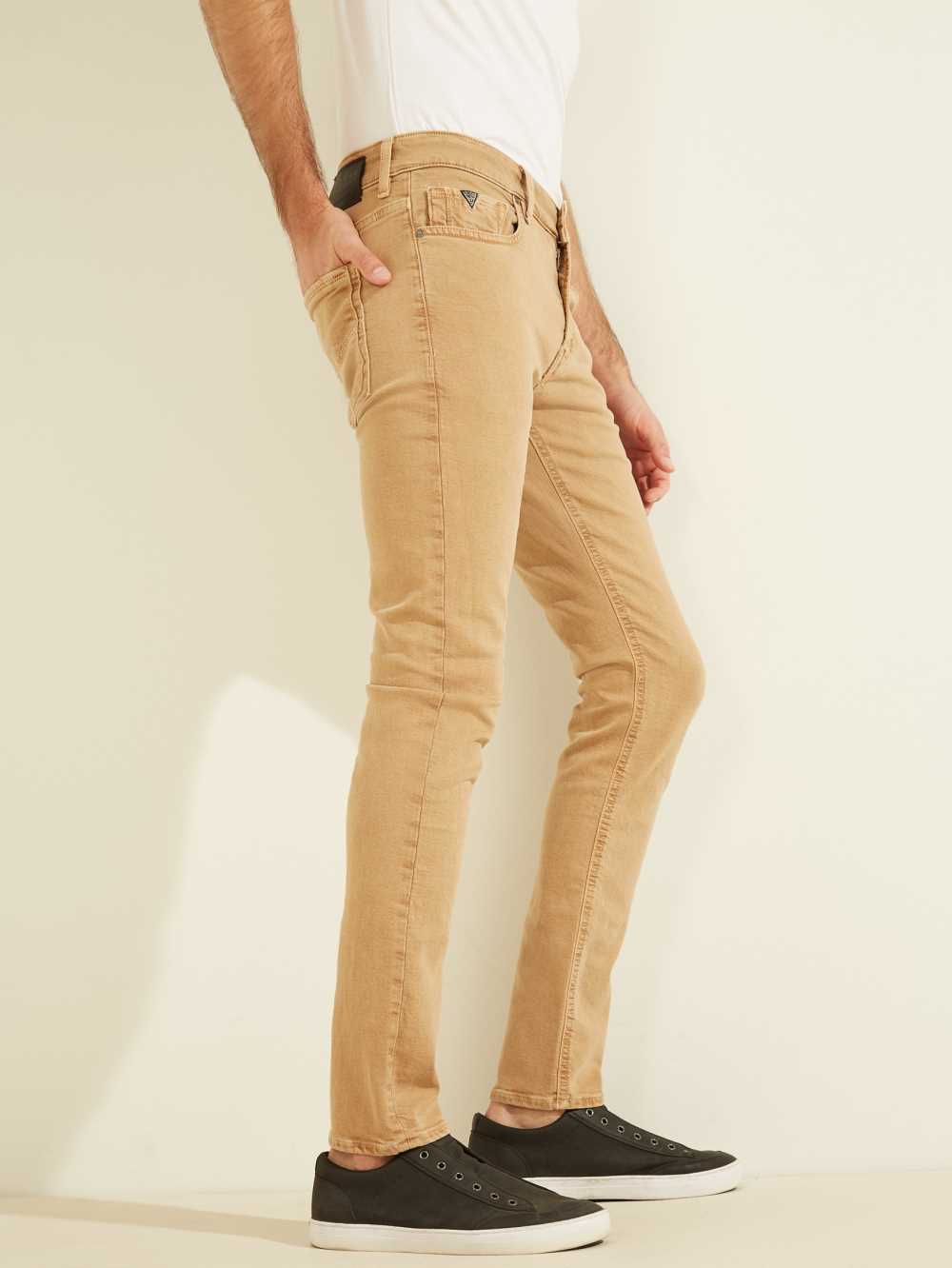 Brown Men's Guess Dyed Skinny Jeans Australia Sale | 879CJPYHL