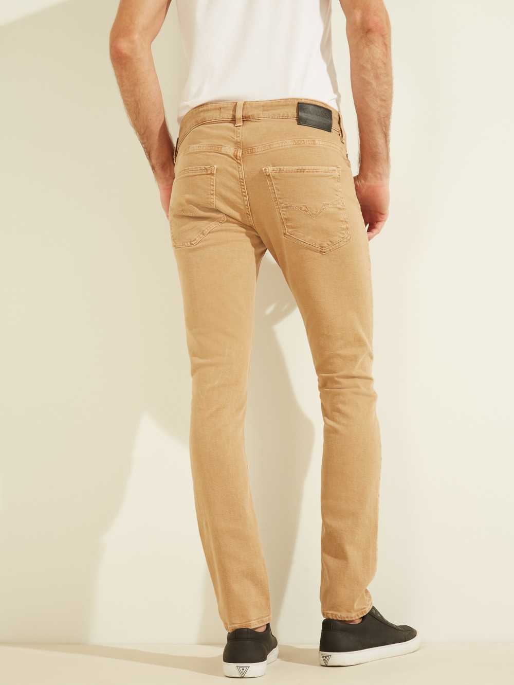 Brown Men's Guess Dyed Skinny Jeans Australia Sale | 879CJPYHL