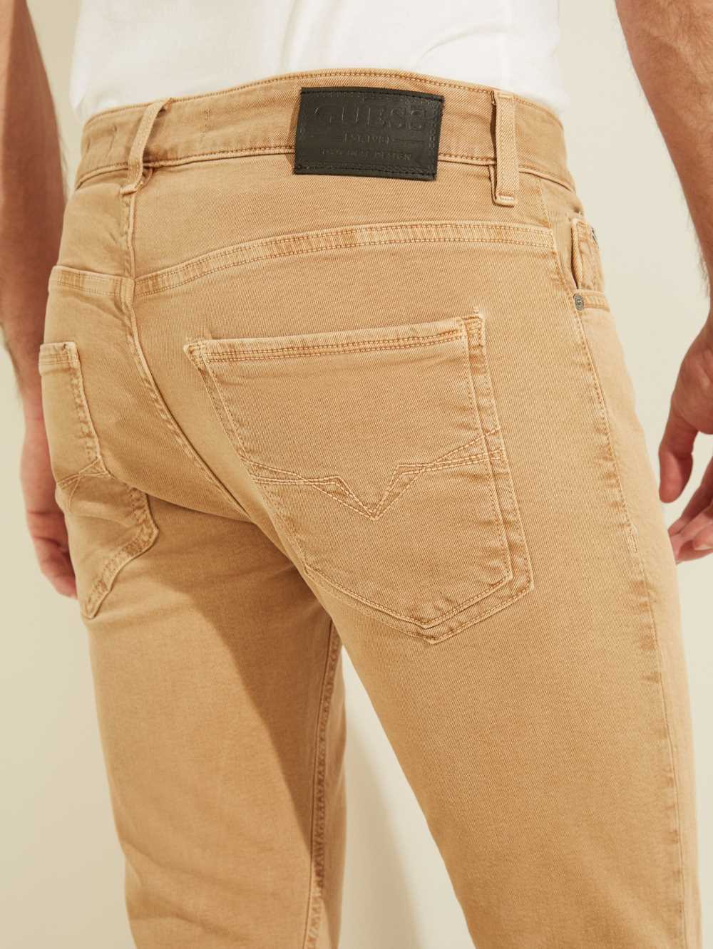 Brown Men's Guess Dyed Skinny Jeans Australia Sale | 879CJPYHL