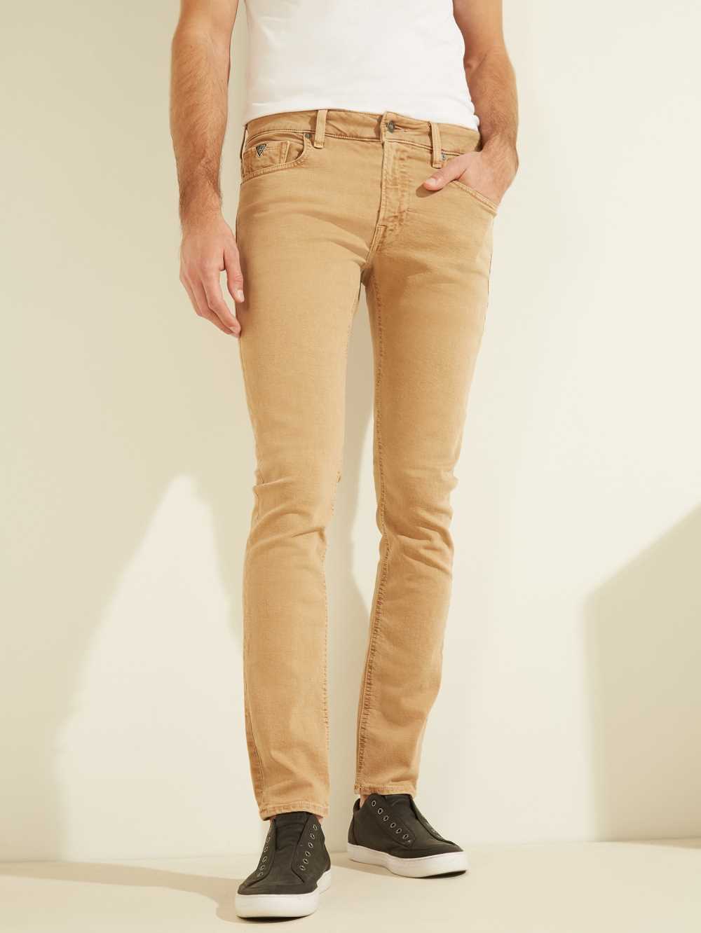 Brown Men\'s Guess Dyed Skinny Jeans Australia Sale | 879CJPYHL