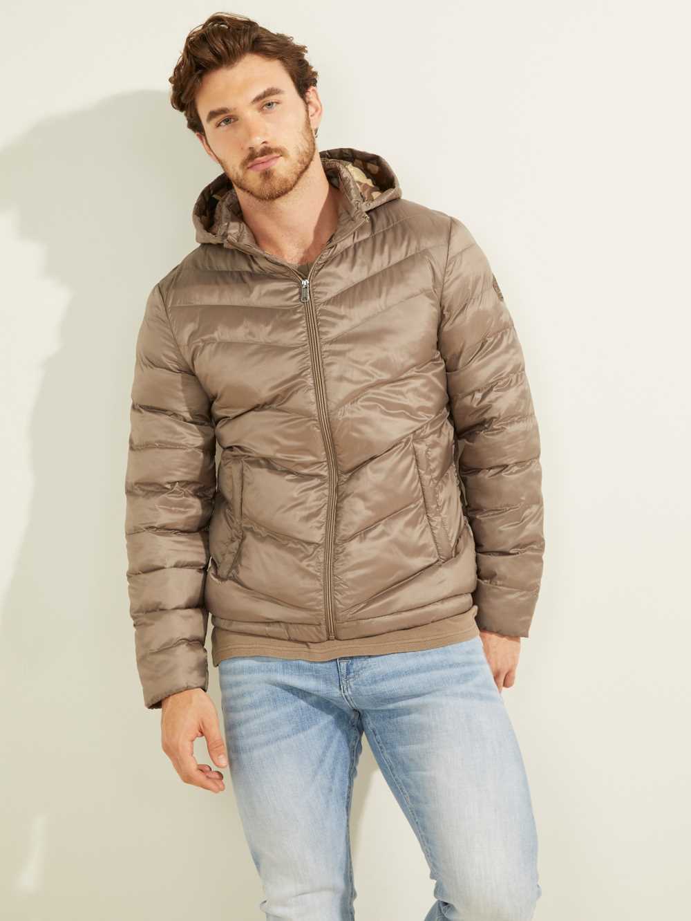 Brown Men's Guess Eco Lightweight Puffer Jackets Australia Sale | 690WIMSHC