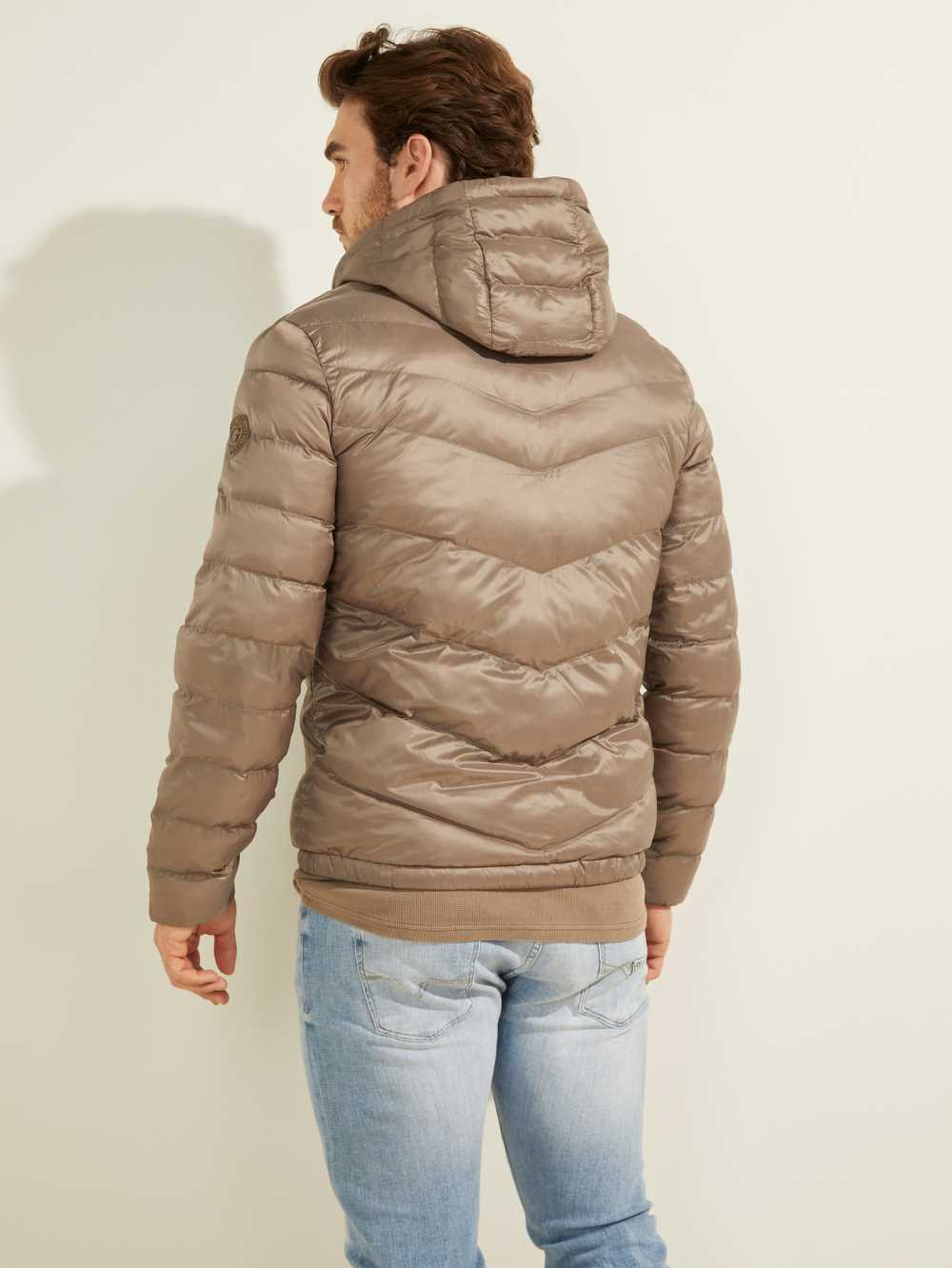 Brown Men's Guess Eco Lightweight Puffer Jackets Australia Sale | 690WIMSHC