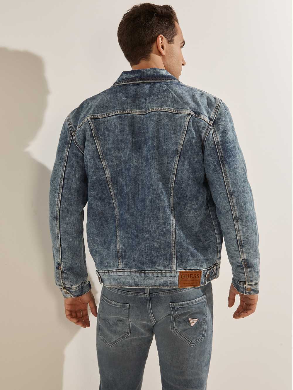 Brown Men's Guess Klay Reversible Denim Jackets Australia Sale | 304BAVTHI