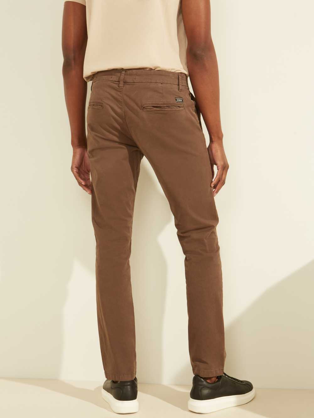 Brown Men's Guess Myron Twill Skinny Pants Australia Sale | 237YNSWOF