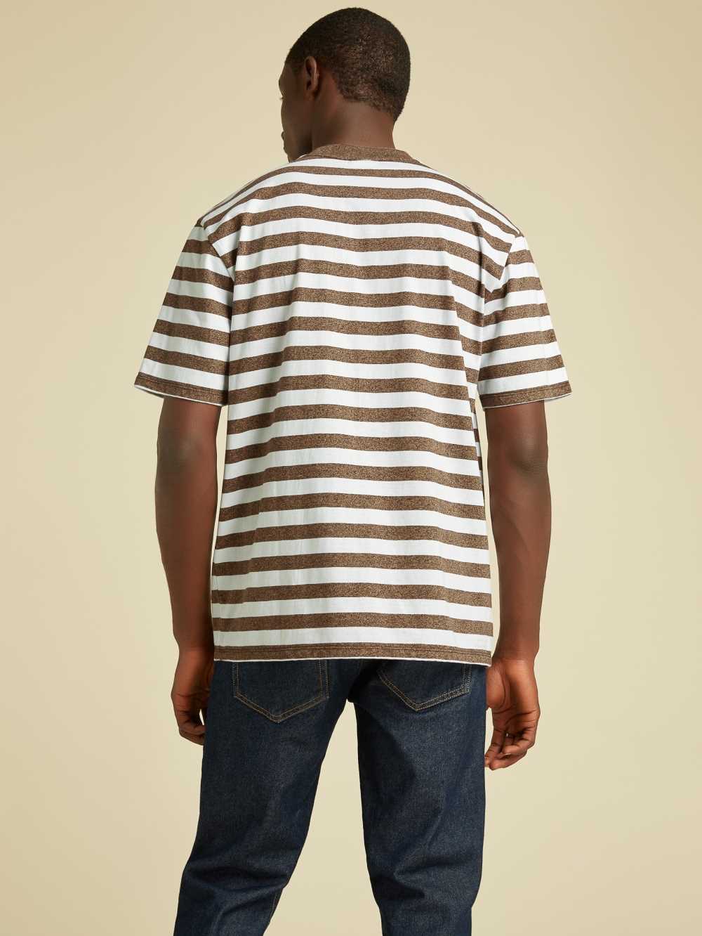 Brown Men's Guess Originals Striped T-shirt Australia Sale | 952DZOYRJ