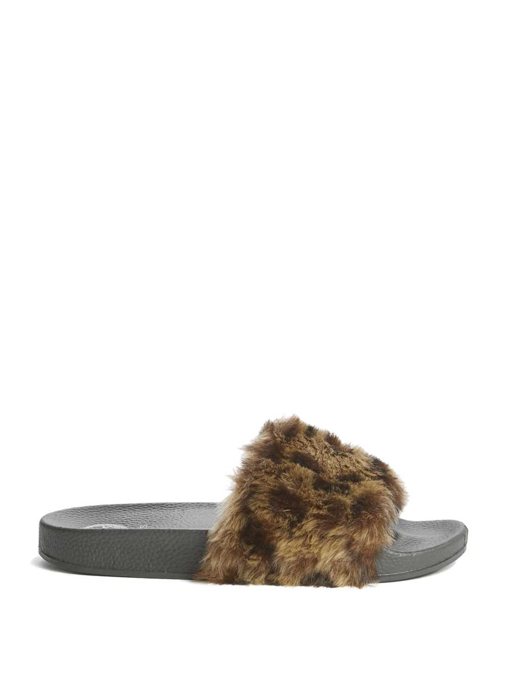 Brown Women's Guess Buffie Leopard Faux-Fur Slide Slide Sandals Australia Sale | 017ZIJXSY