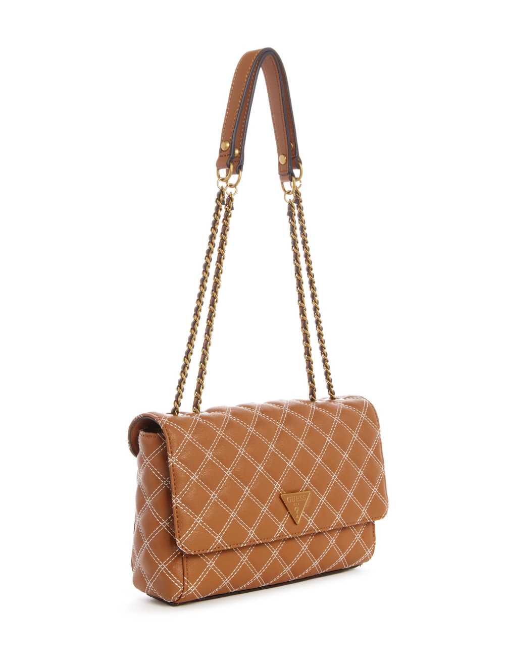 Brown Women's Guess Cessily Quilted Convertible Crossbody Bags Australia Sale | 413QTRYZV