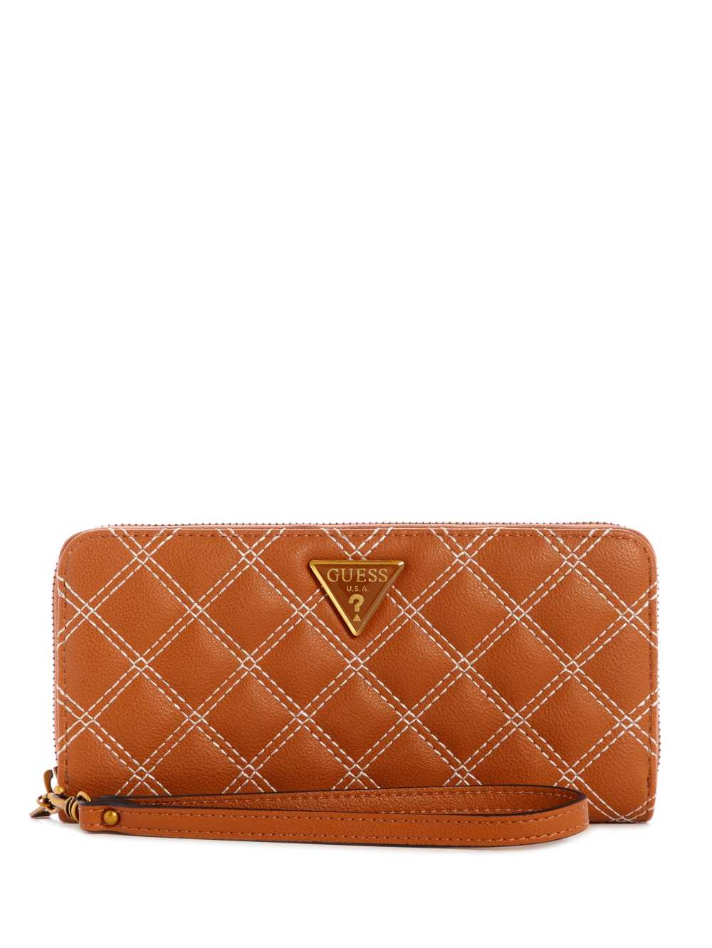 Brown Women\'s Guess Cessily Quilted Large Zip-Around Wallets Australia Sale | 035EVFGMZ