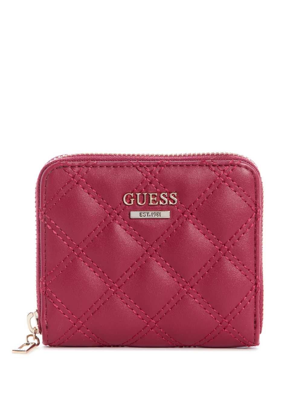 Brown Women\'s Guess Cessily Quilted Small Zip-Around Wallets Australia Sale | 589HGMJAV