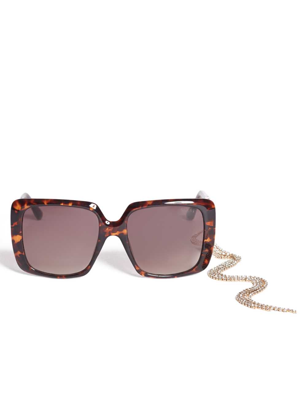 Brown Women\'s Guess Rhinestone Chain Square Sunglasses Australia Sale | 810XBLPIK