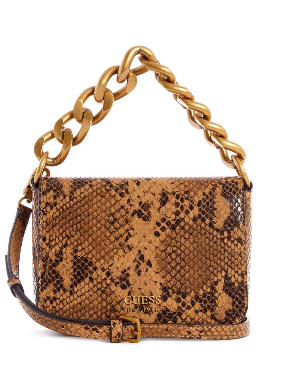 Brown Women\'s Guess Tullia Python Mini Crossbody Bags Australia Sale | 196ULYHNK