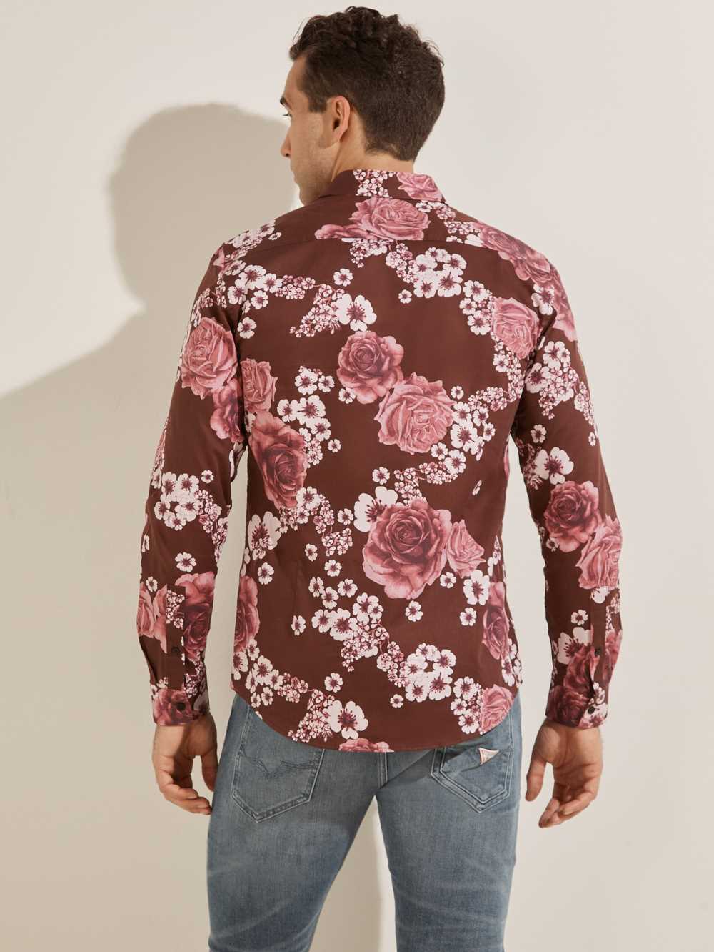 Burgundy Flower Men's Guess Luxe Knoll Garden Shirts Australia Sale | 349KROYVT