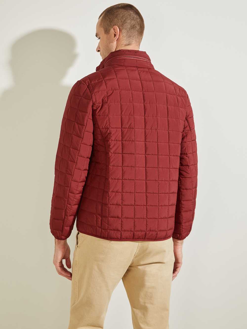 Burgundy Men's Guess Active Nylon Puffer Jackets Australia Sale | 241PAOFKY