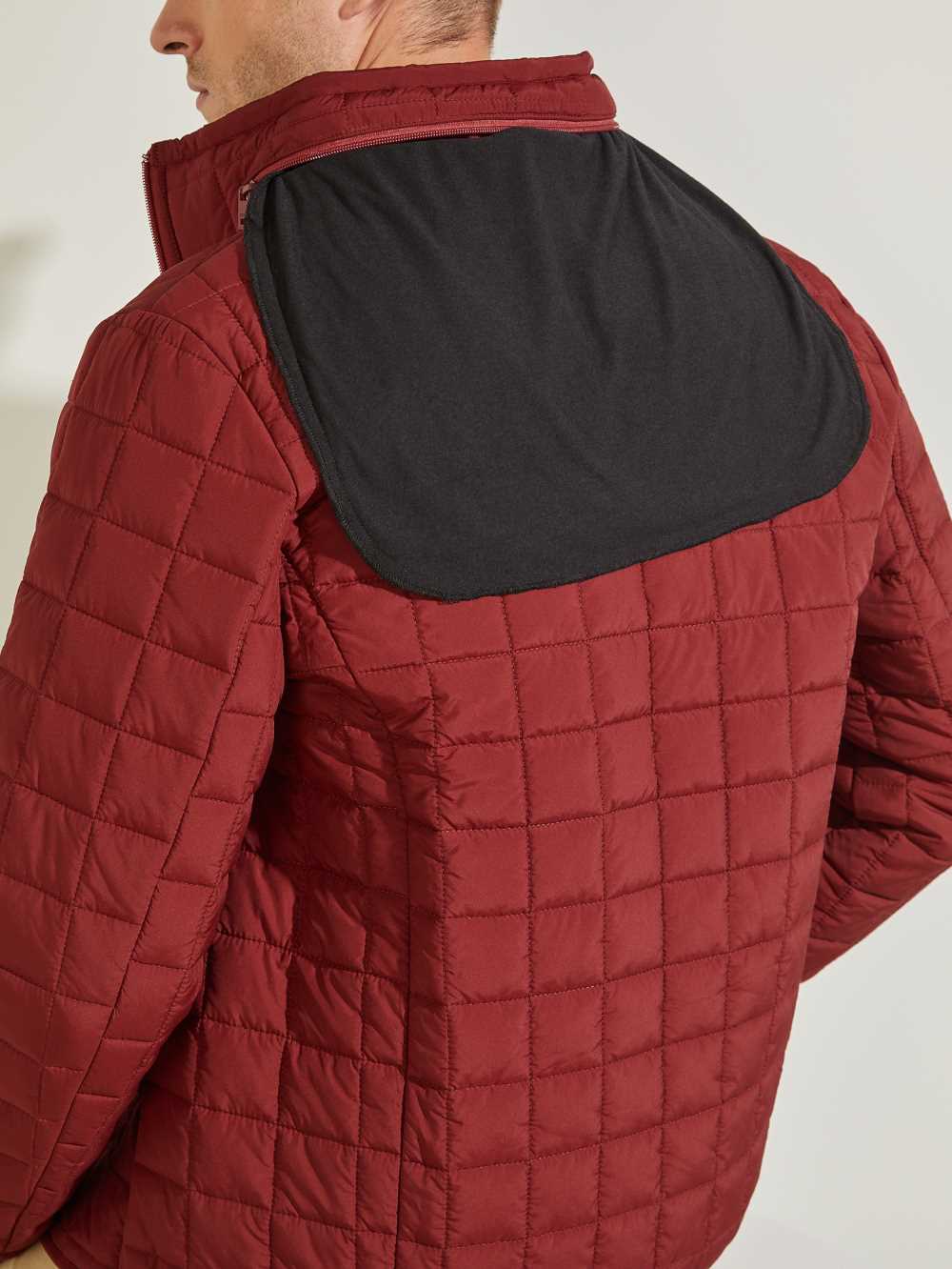 Burgundy Men's Guess Active Nylon Puffer Jackets Australia Sale | 241PAOFKY