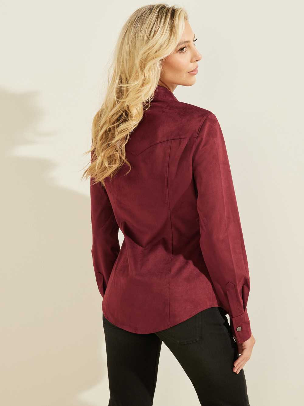 Burgundy Women's Guess Daisy Shirts Australia Sale | 124BUQLNY