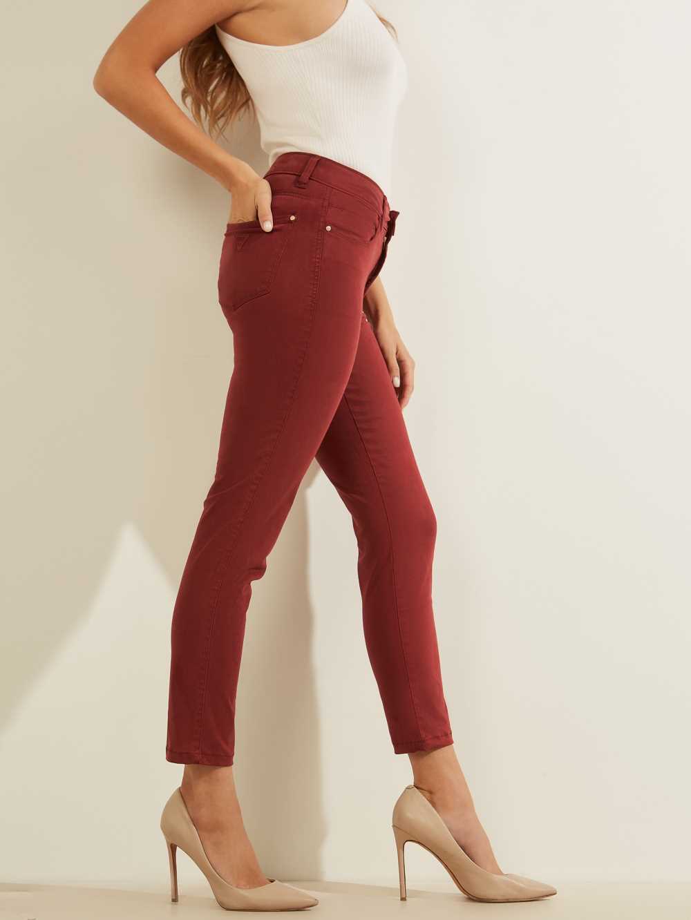 Burgundy Women's Guess Pastel Sexy Curve Skinny Jeans Australia Sale | 374DPQTLG