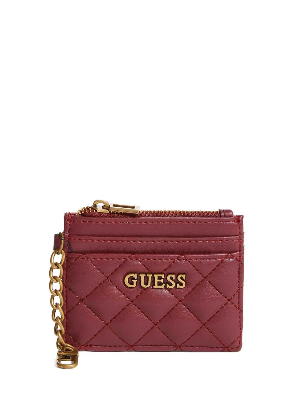 Burgundy Women\'s Guess Quilted Card Holder Wallets Australia Sale | 150XAMGJB