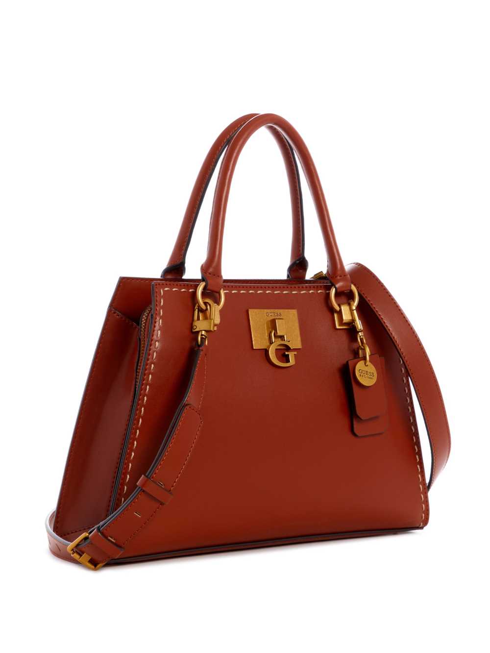 Burgundy Women's Guess Stephi Girlfriend Satchel Bags Australia Sale | 018PDAVFO