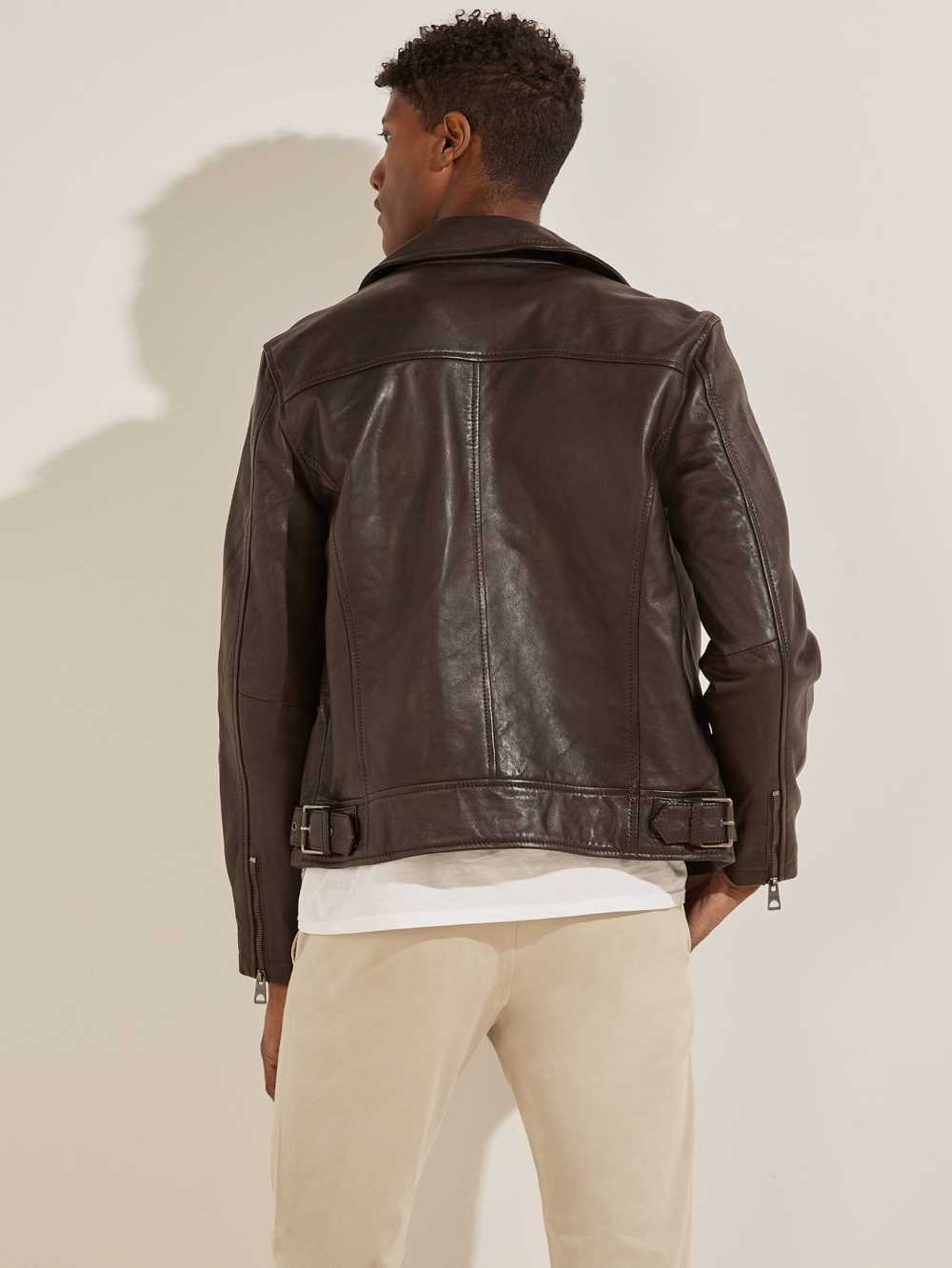 Chocolate Brown Men's Guess Leather Biker Jackets Australia Sale | 319FACZNP