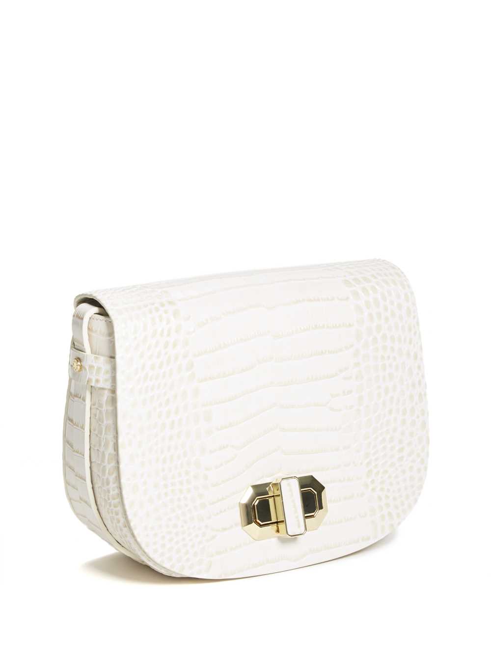 Cream Women's Guess Crocodile Saddle Bag Handbags Australia Sale | 873ZQIBPR