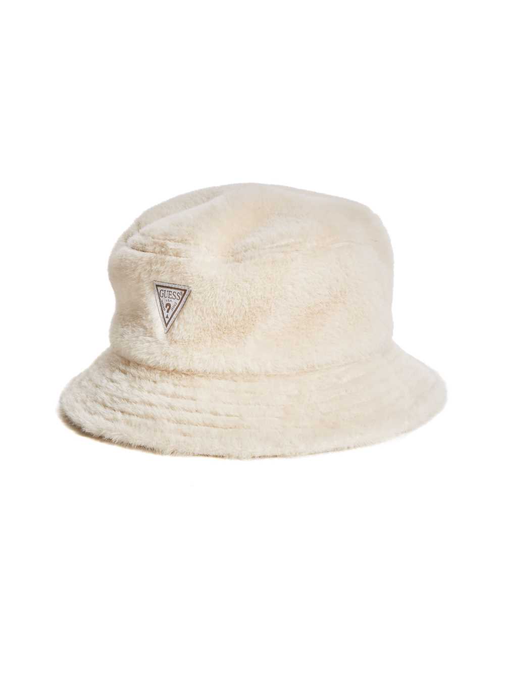 Cream Women's Guess Faux-Fur Bucket Hats Australia Sale | 701XQBMOJ