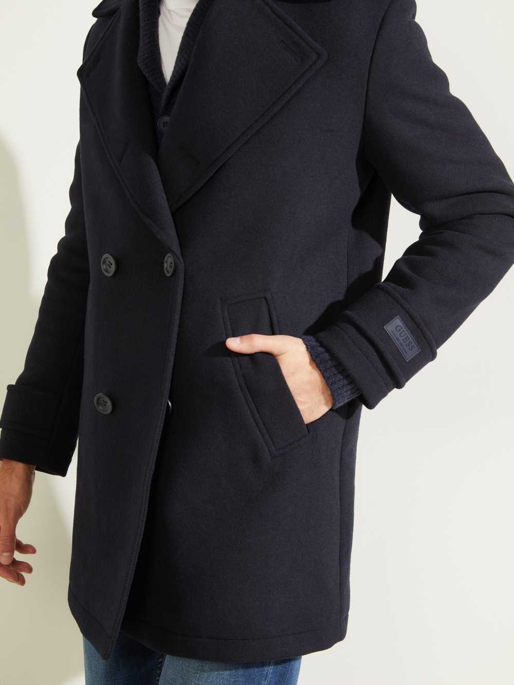 Dark Blue Men's Guess Military Wool-Blend Coats Australia Sale | 259AYVJHE