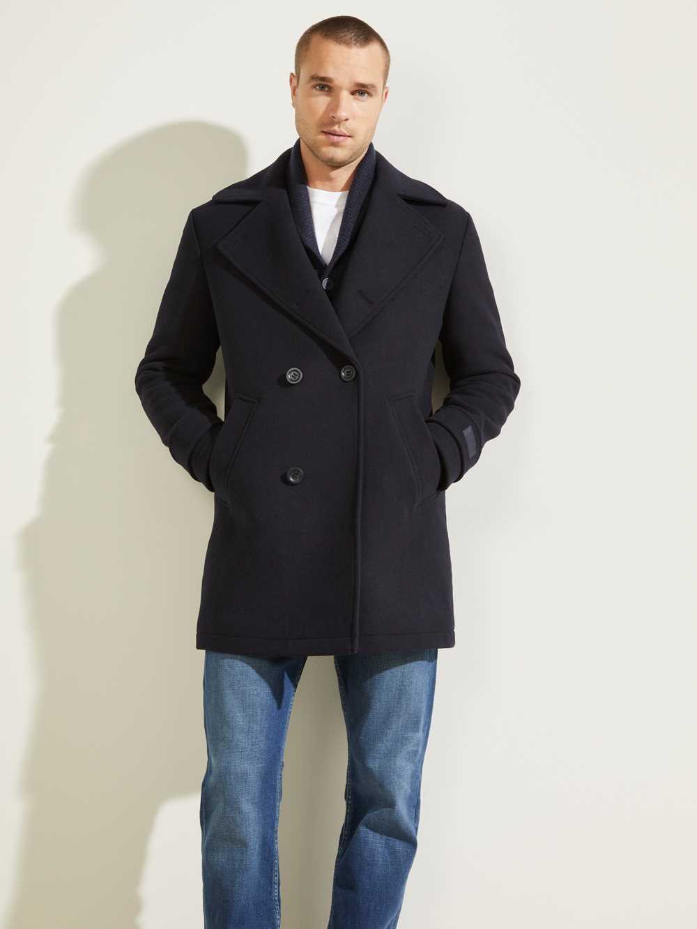 Dark Blue Men\'s Guess Military Wool-Blend Coats Australia Sale | 259AYVJHE