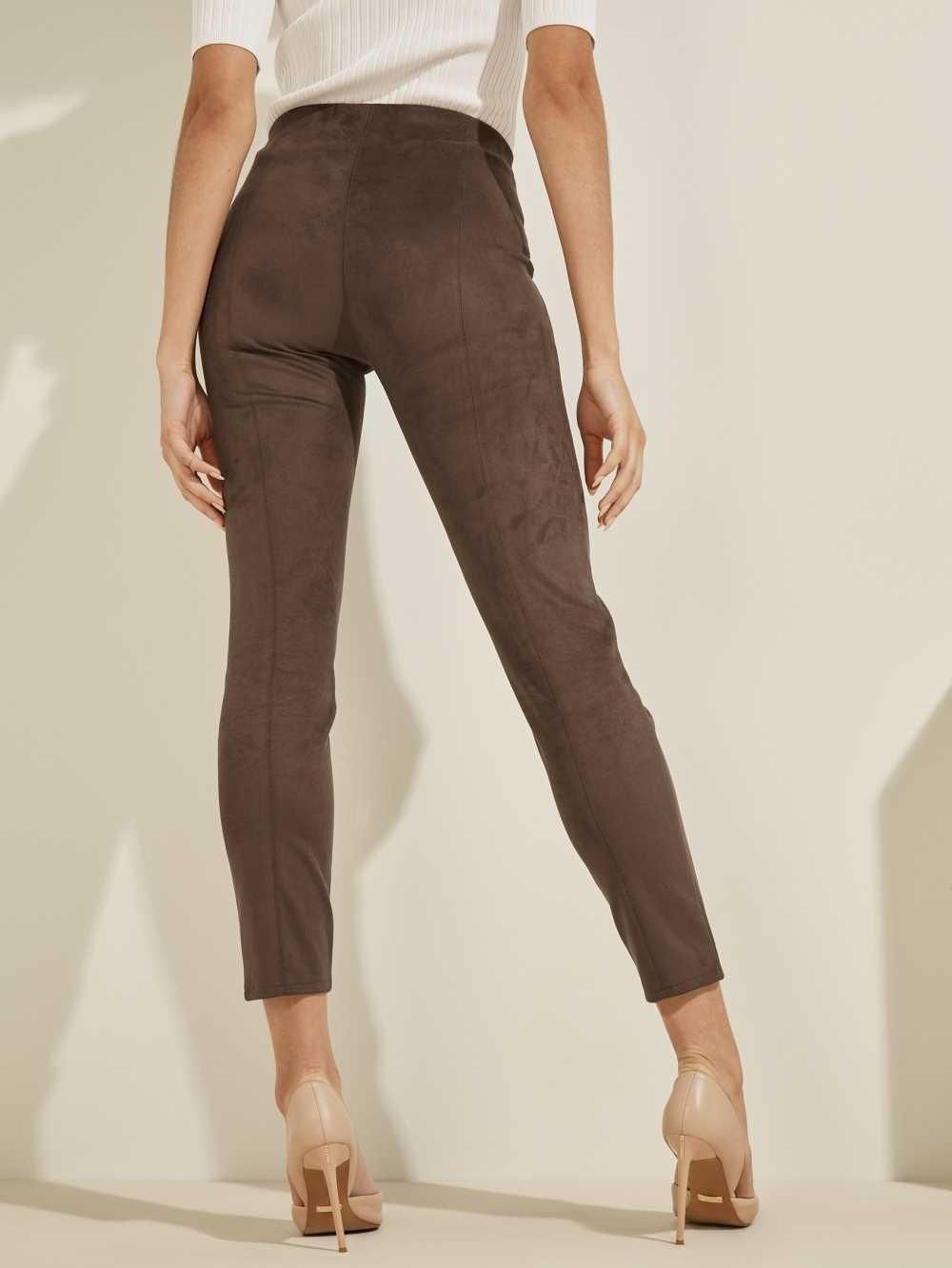 Dark Coffee Women's Guess Maya Faux-Suede Leggings Australia Sale | 283KIBQRO