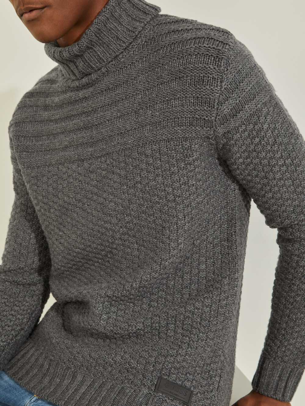 Dark Grey Men's Guess Lynton Ski Turtleneck Sweaters Australia Sale | 715NGTOJV