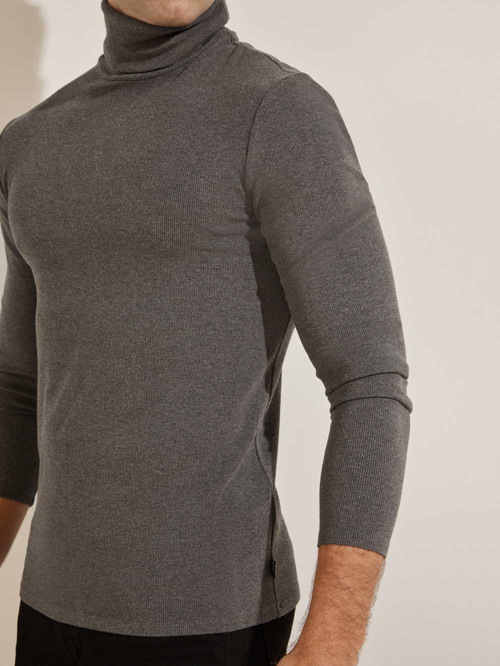 Dark Grey Men's Guess Mateo Turtleneck T-shirt Australia Sale | 063CKPIBH