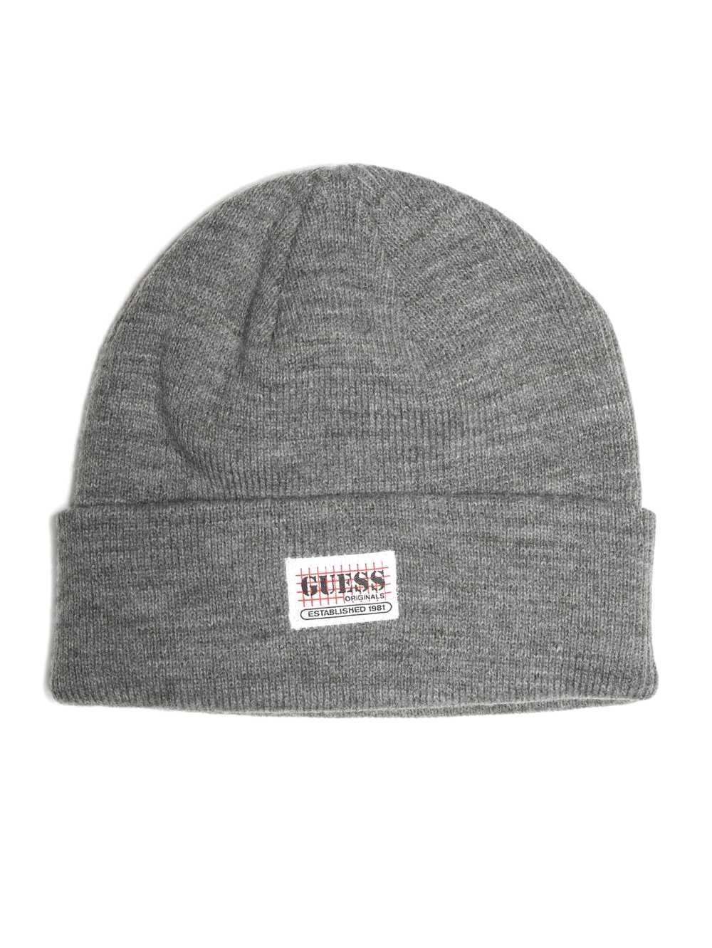 Dark Grey Men\'s Guess Originals Logo Beanie Australia Sale | 271IACREQ